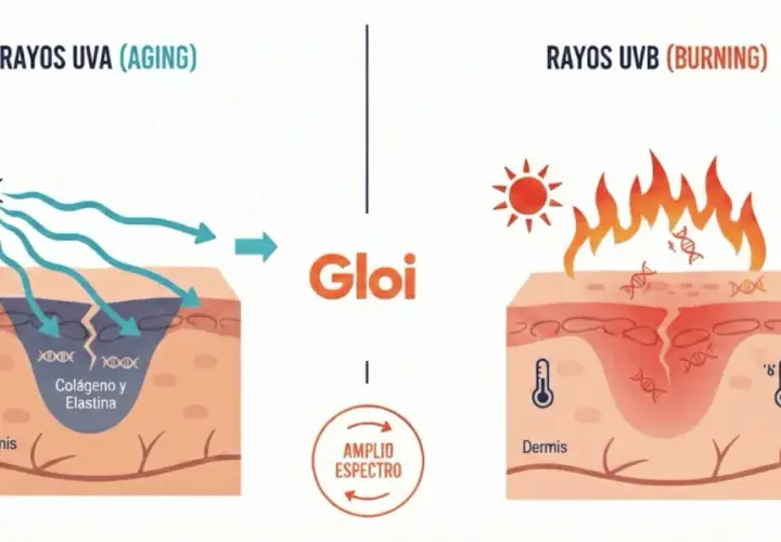 Los rayos uva son malos, dañan el colágeno y la elastina. Los rayos UVB queman la piel y el ADN.