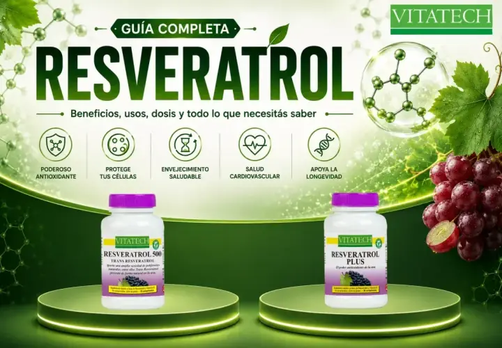 Descubre para qué sirve el resveratrol: potente antioxidante, protege tus células y apoya la longevidad. Guía completa de Vitatech.