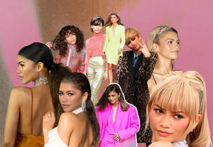 Zendaya muestra un cambio radical de morena a rubia en varios looks, desde rizos oscuros hasta rubio platino.