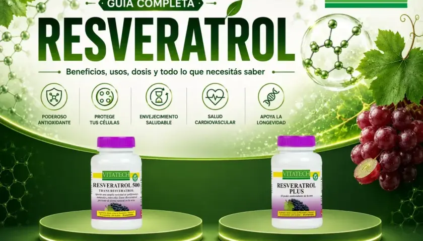 Descubre para qué sirve el resveratrol: potente antioxidante, protege tus células y apoya la longevidad. Guía completa de Vitatech.