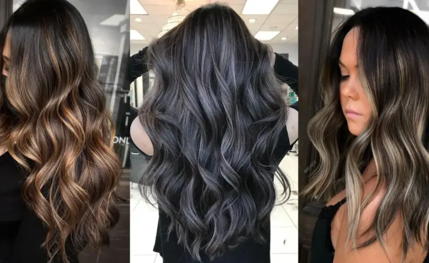 Pelo negro con mechas balayage - tonos, precio y cuidados