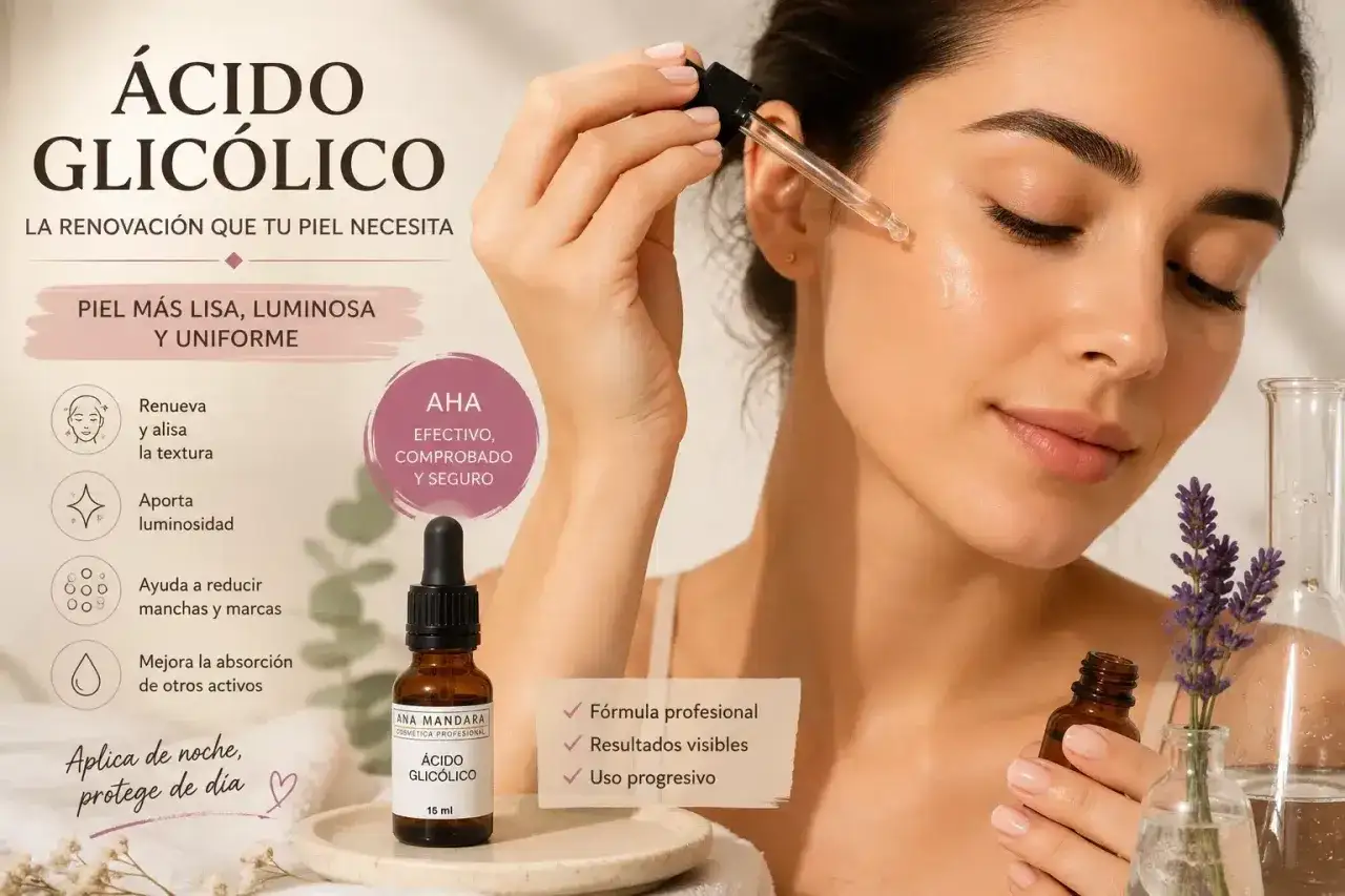 El &aacute;cido glic&oacute;lico sirve para renovar y alisar la piel, aportando luminosidad y reduciendo marcas. &iexcl;Piel m&aacute;s lisa y uniforme!