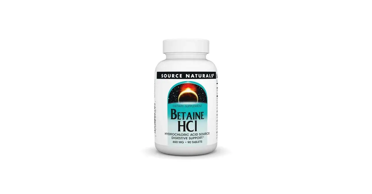 Suplemento dietético de betaina HCl, fuente de ácido clorhídrico para apoyo digestivo.